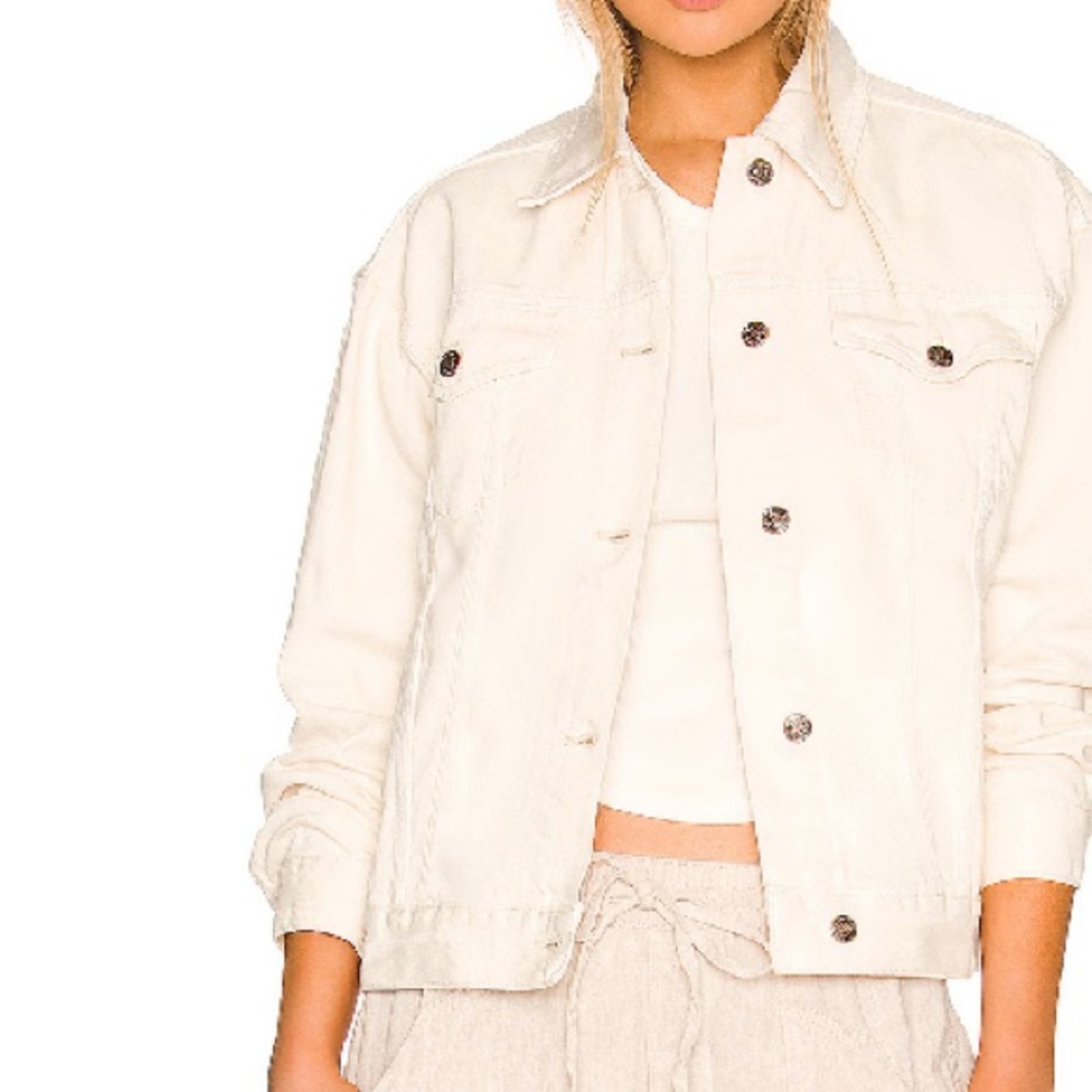 Free People We The Free Jolene Trucker Denim Jacket in Ecru